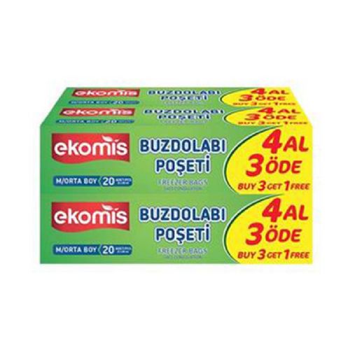 EKOMİS BUZDOLABI POŞETİ 4 AL 3 ÖDE ORTA BOY