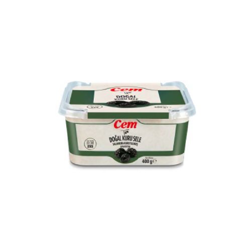 CEM DOĞAL KURU SELE SİYAH ZEYTİN  KASE 400 GR