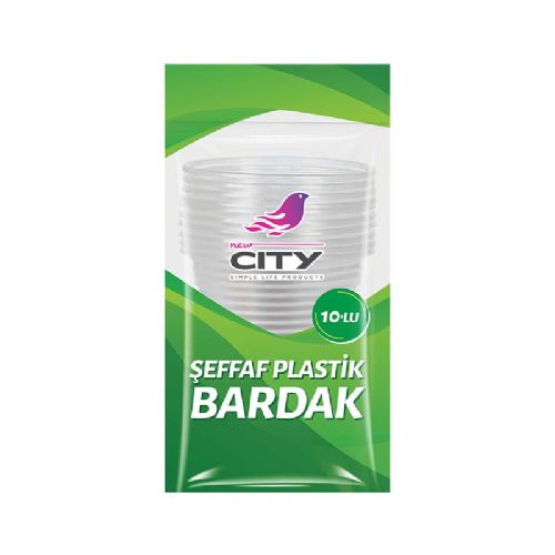 NEW CİTY ŞEFFAF PLASTİK BARDAK 10 LU