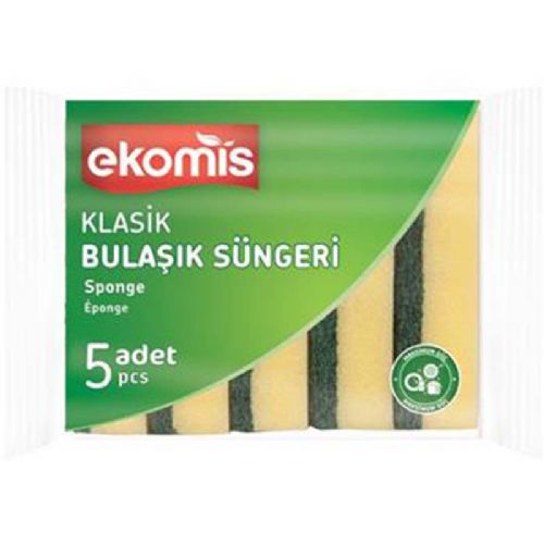 EKOMİS KLASİK YEŞİL SÜNGER DÜZ 5 Lİ