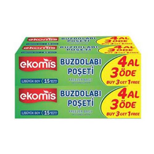 EKOMİS BUZDOLABI POŞETİ 4 AL 3 ÖDE BÜYÜK BOY