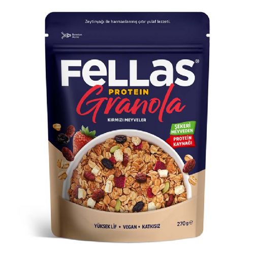 FELLAS VEGAN PROTEİN GRANOLA KIRMIZI MEYVELER 270 GR